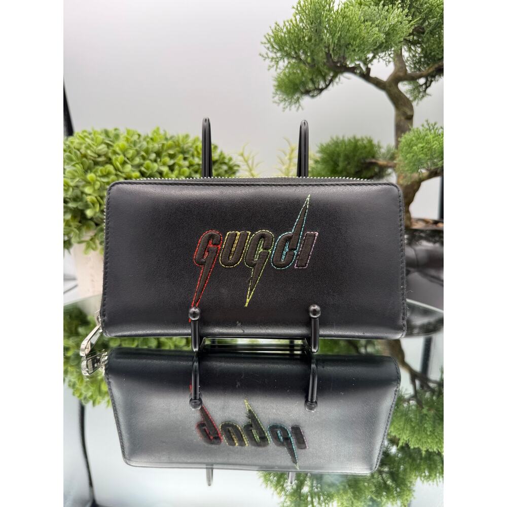 Gucci Long Zip Around Wallet with Rainbow Blade Embroidery